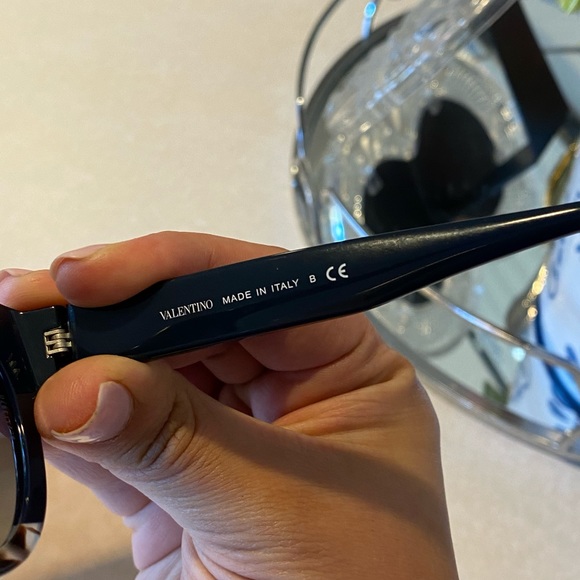 Valentino Blue Ice Havana Gray Frame Sunglasses - Picture 6 of 8